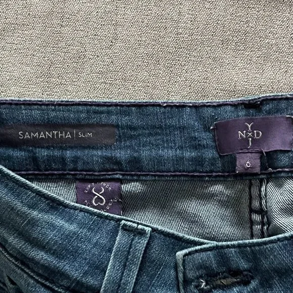 NYDJ Samantha Slim Jeans Women 6 Blue Denim Mid Rise Stretch Lift & Tuck Casual - Picture 5 of 10